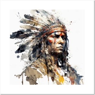 Native American Indian Portrait Warrior Painting Historic Adventure Posters and Art